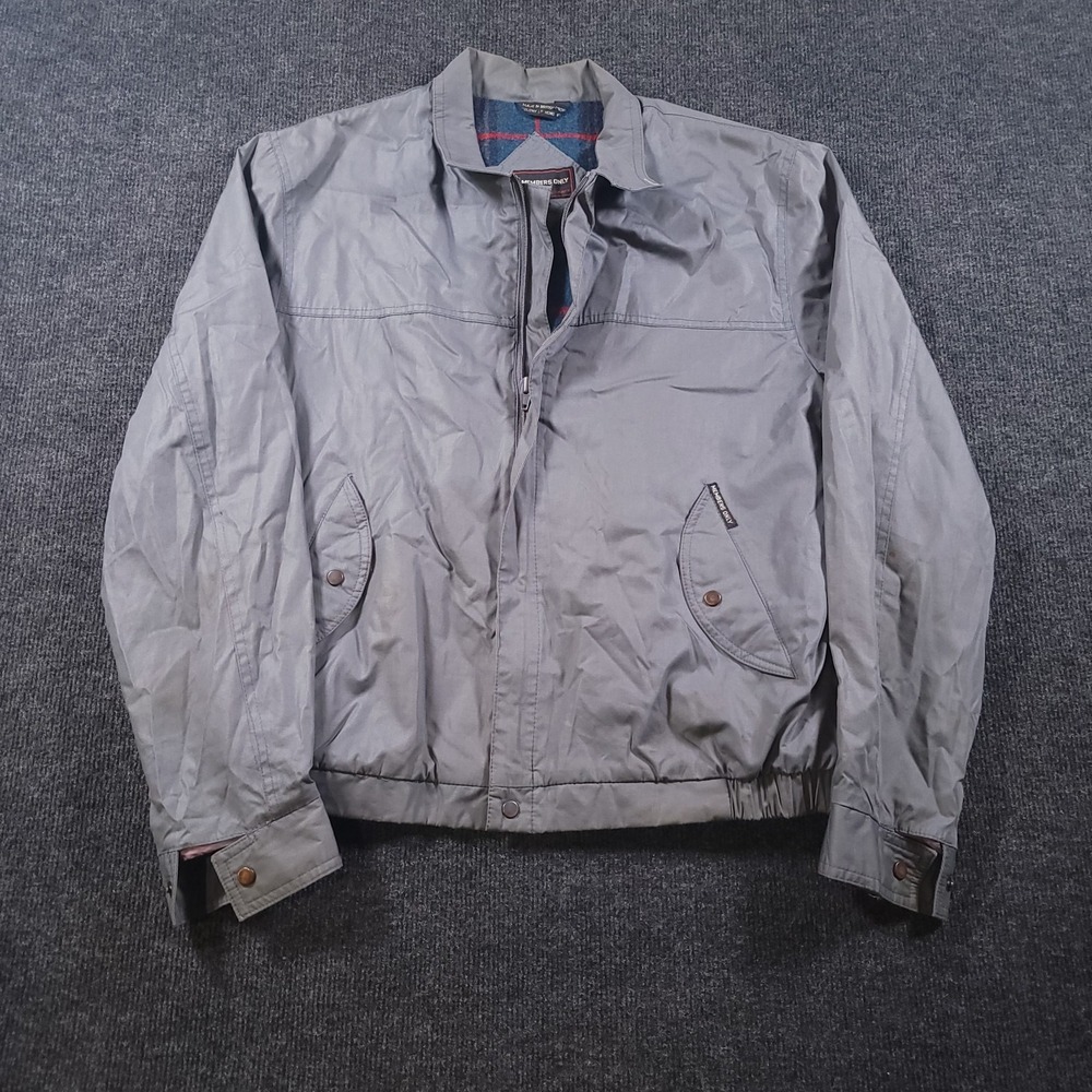 Members Only Gray Bomber Jacket‎ Mens 40 Vintage Lined Zip Snap *FLAWS*